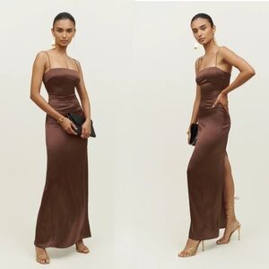 Reformation | Frankie Silk Dress in Café Size 8